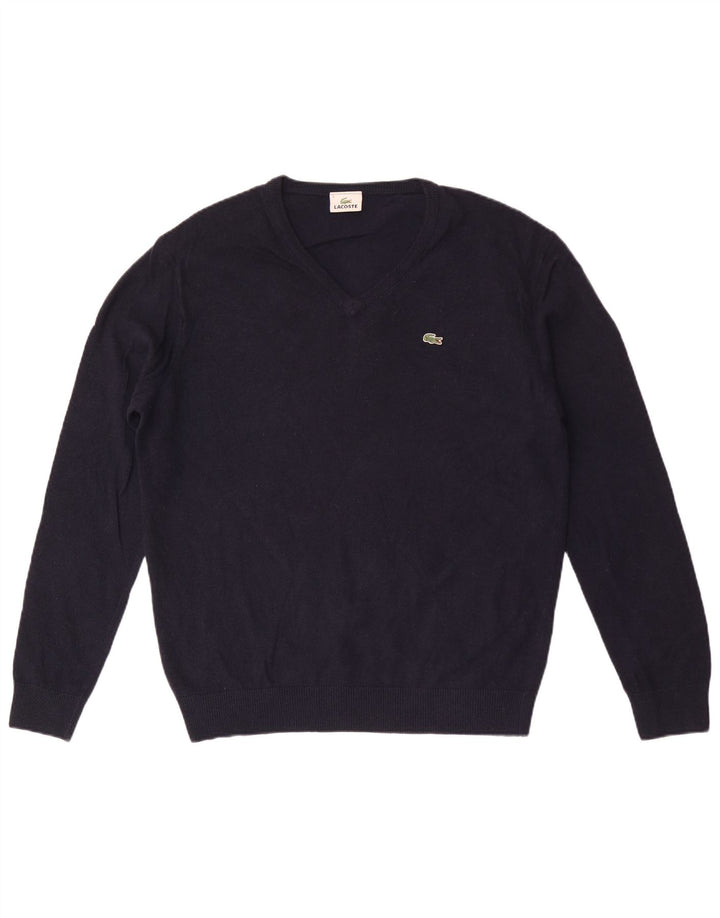 Maglione da uomo con scollo a V Lacoste taglia 5 grande in lana blu navy