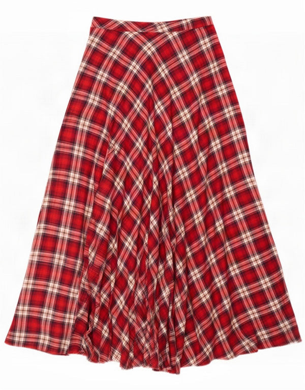 Gonna longuette da donna Carrera media W40 cotone scozzese rosso