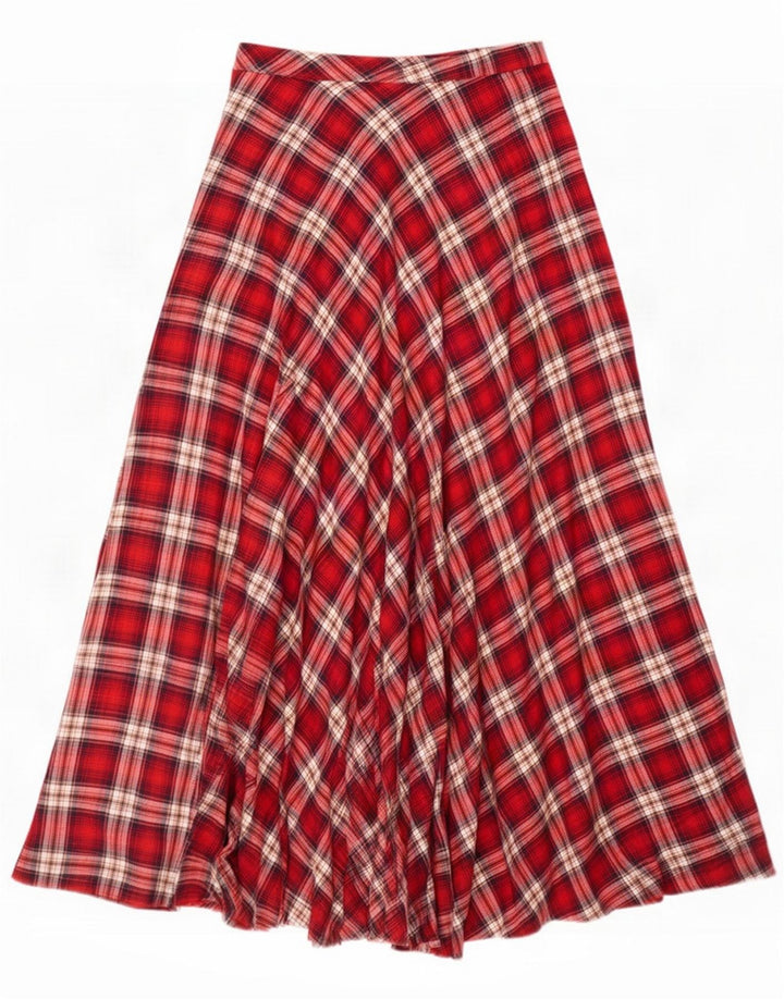 Gonna longuette da donna Carrera media W40 cotone scozzese rosso