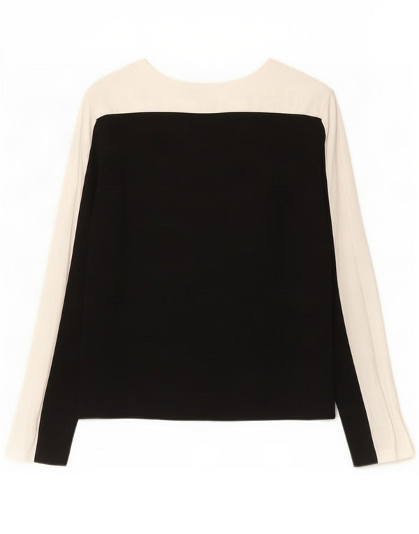 Top Zara a maniche lunghe da donna, in viscosa color block UK 12, colore nero medio