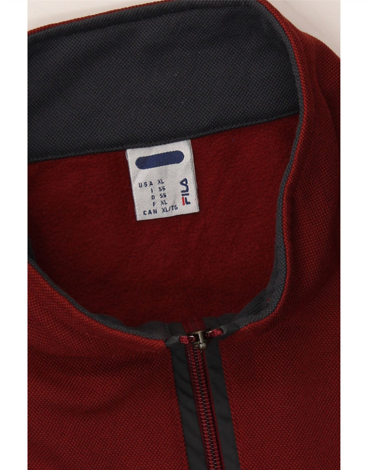 FILA Mens Zip Neck Sweatshirt Jumper XL Red Polyester Vintage Fila and Second-Hand Fila from Messina Hembry 