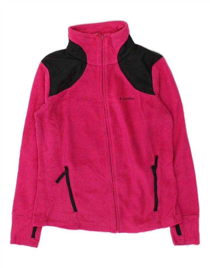 COLUMBIA Womens Fleece Jacket UK 16 Large Pink Colourblock Polyester Vintage Columbia and Second-Hand Columbia from Messina Hembry 