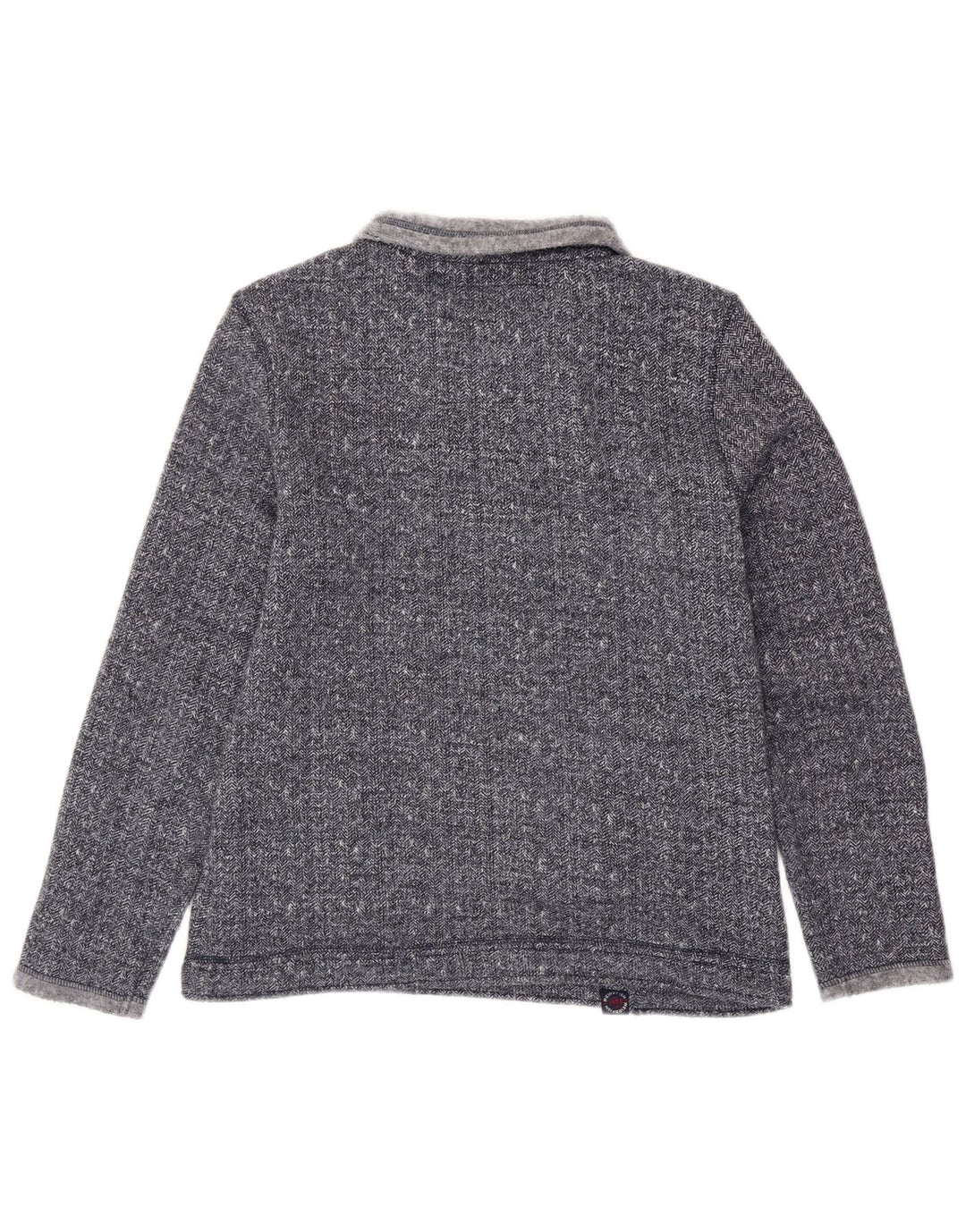 WEIRD FISH Felpa da uomo con zip e collo maglione piccolo blu navy a spina di pesce