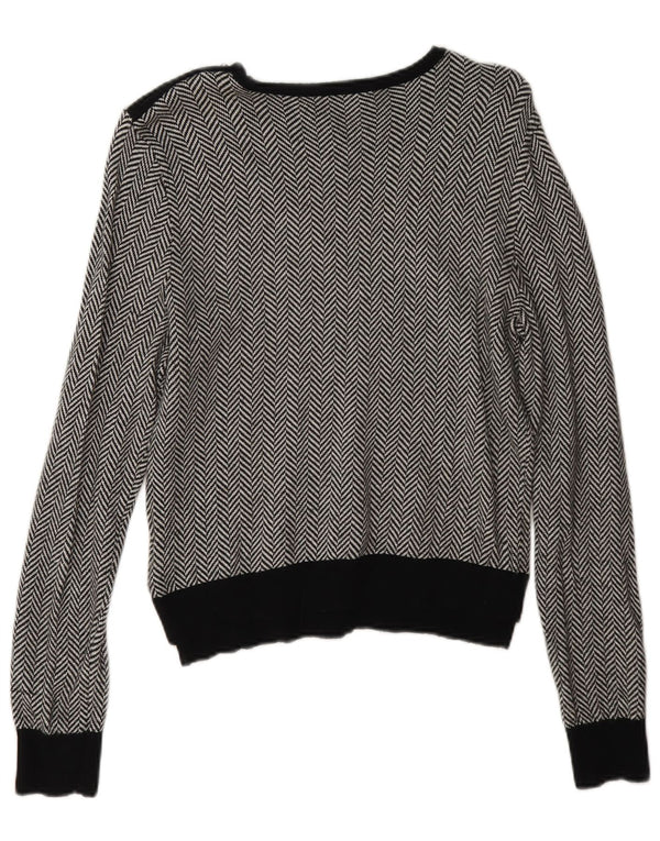 Maglione maglione con scollo a barca da donna Ralph Lauren UK 14 grande spina di pesce nera