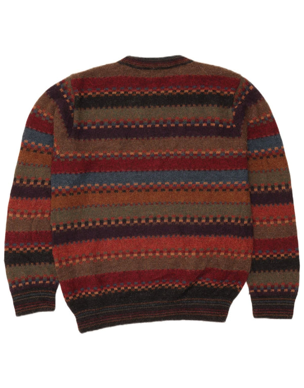 Maglione vintage da uomo girocollo IT 52 a righe grandi multicolori