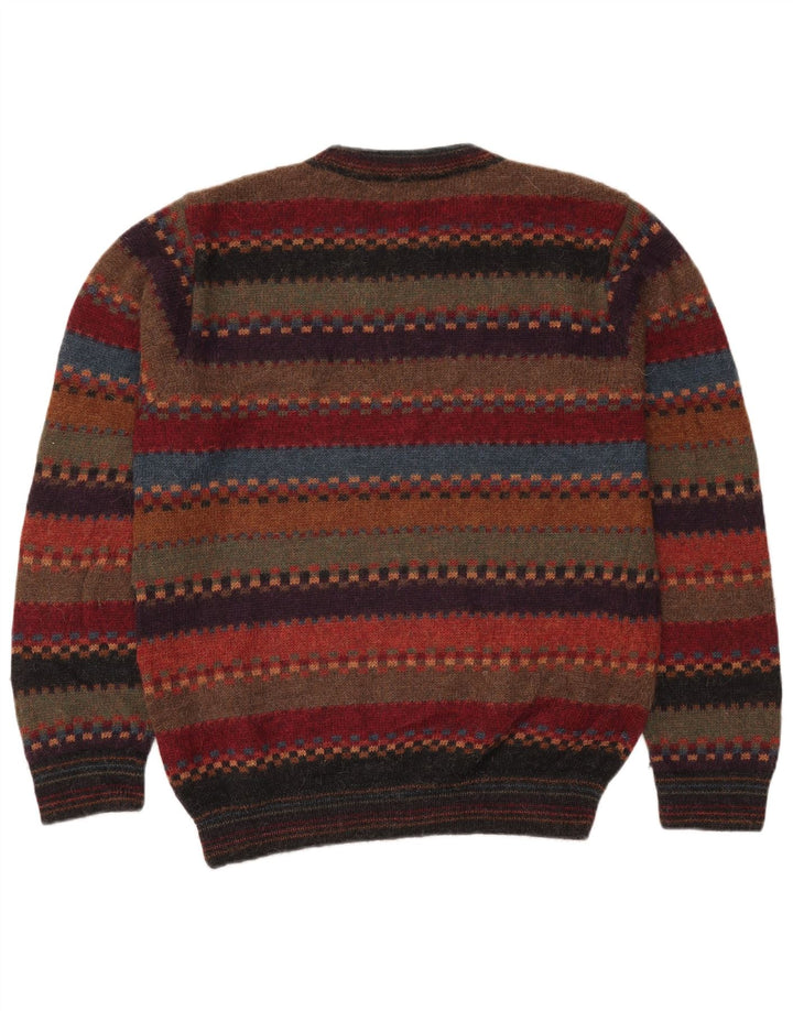 Maglione vintage da uomo girocollo IT 52 a righe grandi multicolori