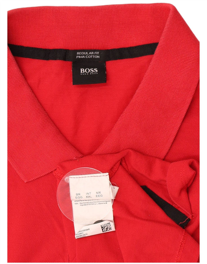 Polo Hugo Boss da uomo vestibilità regolare 2XL cotone rosso