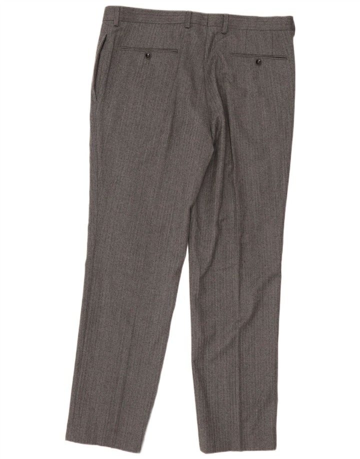 MARKS & SPENCER Pantaloni da completo da uomo Autograph W36 L31 Grigio a spina di pesce
