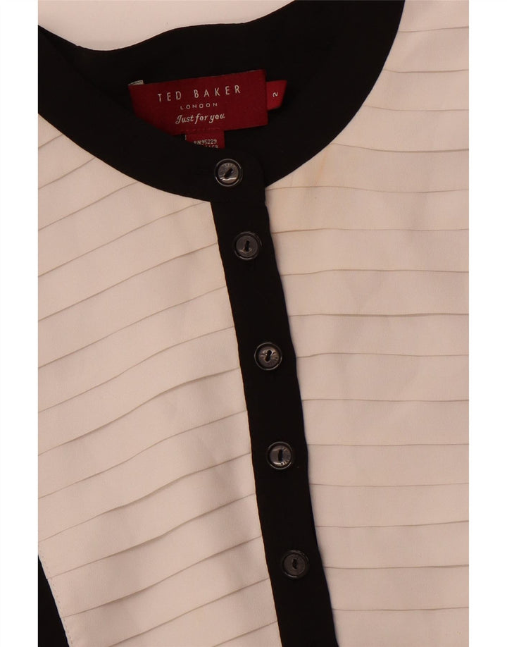 TED BAKER Abito da donna senza maniche a trapezio taglia 2 piccolo nero colorblock