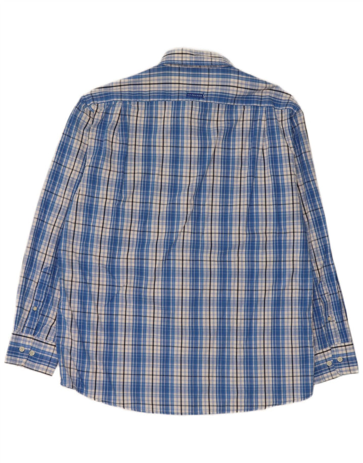 Polo Assn. degli Stati Uniti Camicia da uomo in cotone a quadri grandi blu