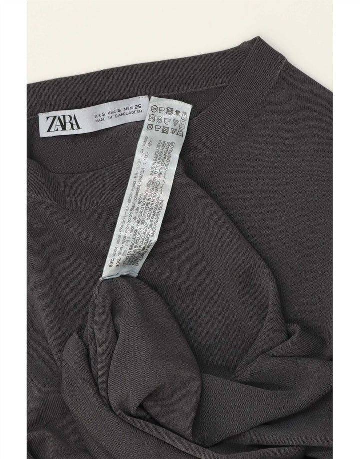 Top Zara da donna a maniche lunghe UK 10 Small in viscosa grigia