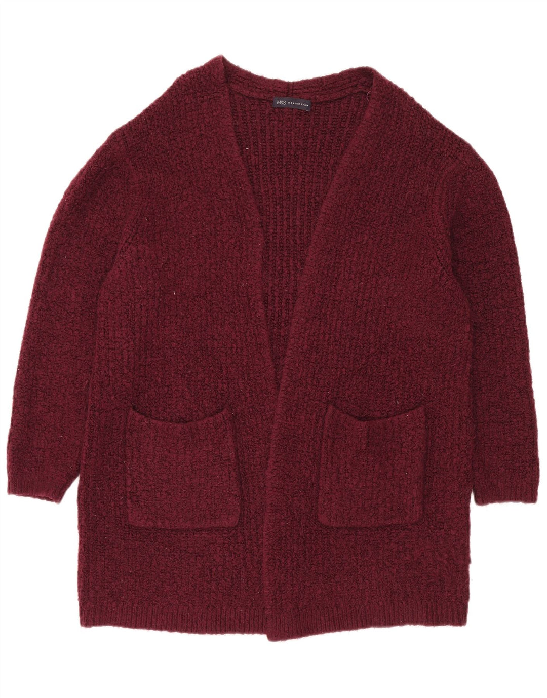Maglione cardigan aperto oversize da donna Marks & Spencer UK 16 grande marrone