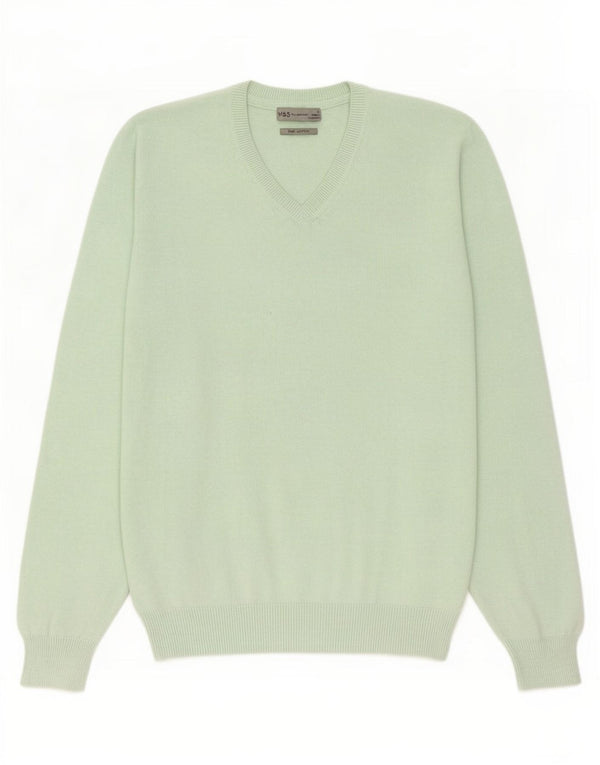 Marks & Spencer Mens V-Neck Jumper Sweater Large Turquoise Cotton