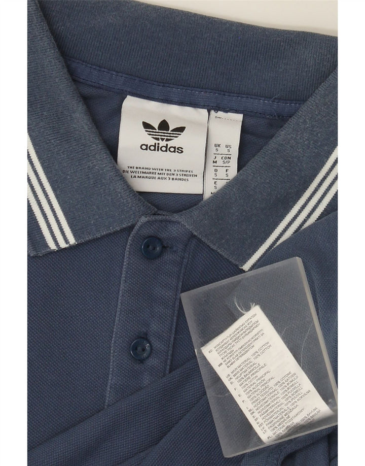 Polo Adidas da uomo piccola in cotone blu navy