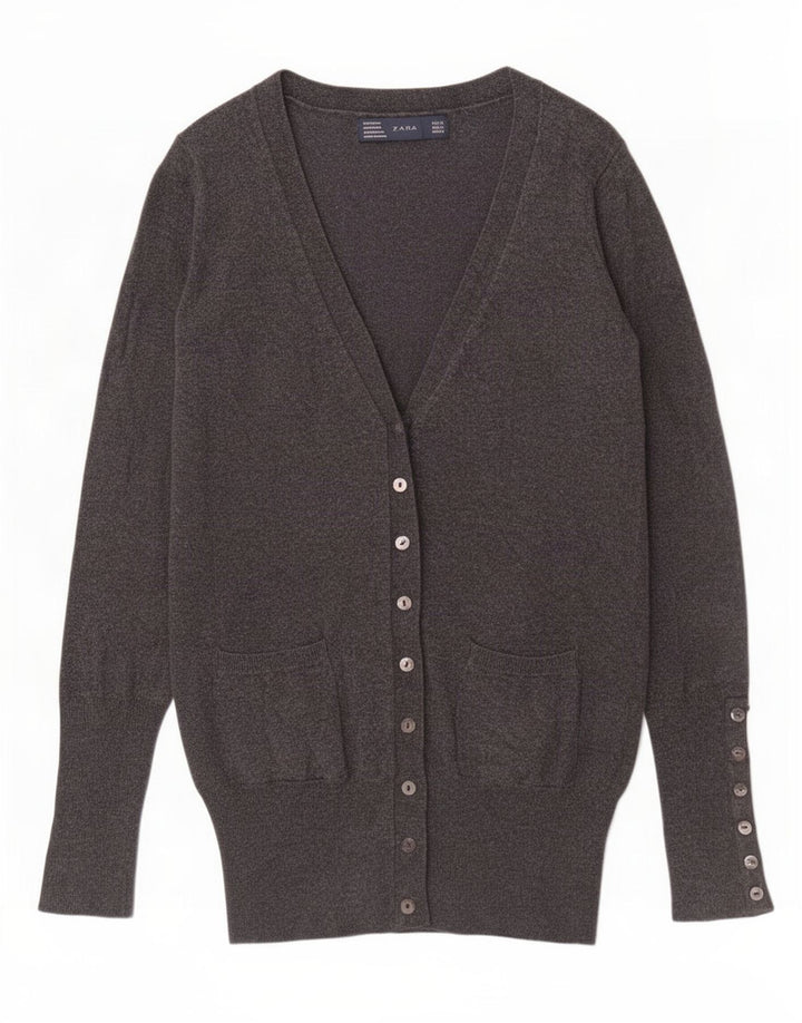 Maglione cardigan da donna Zara UK 10 piccolo rayon grigio