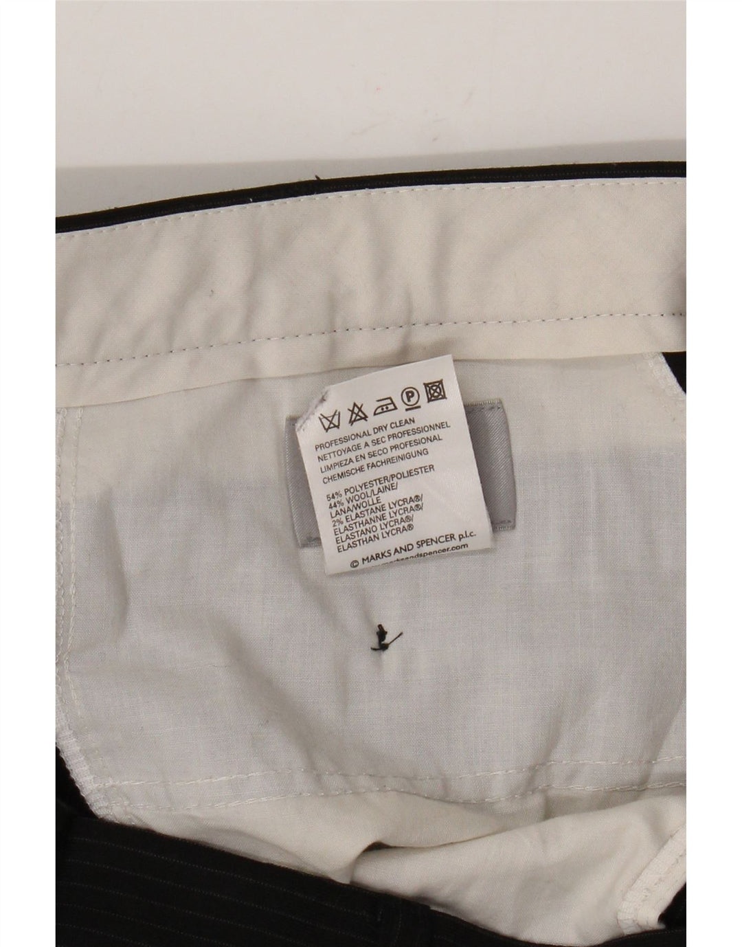 Pantaloni da abito con pegging da uomo Marks & Spencer W36 L33 poliestere gessato nero
