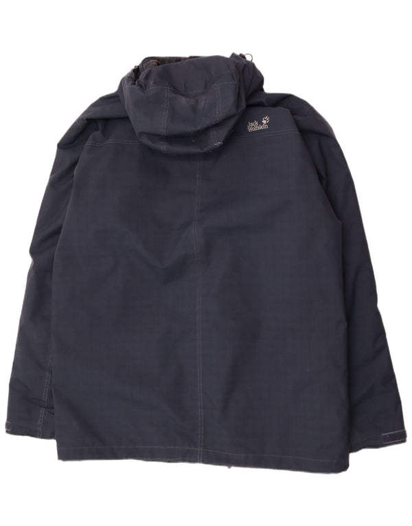 Cappotto giacca a vento con cappuccio da uomo Jack Wolfskin UK 48 2XL poliestere blu navy