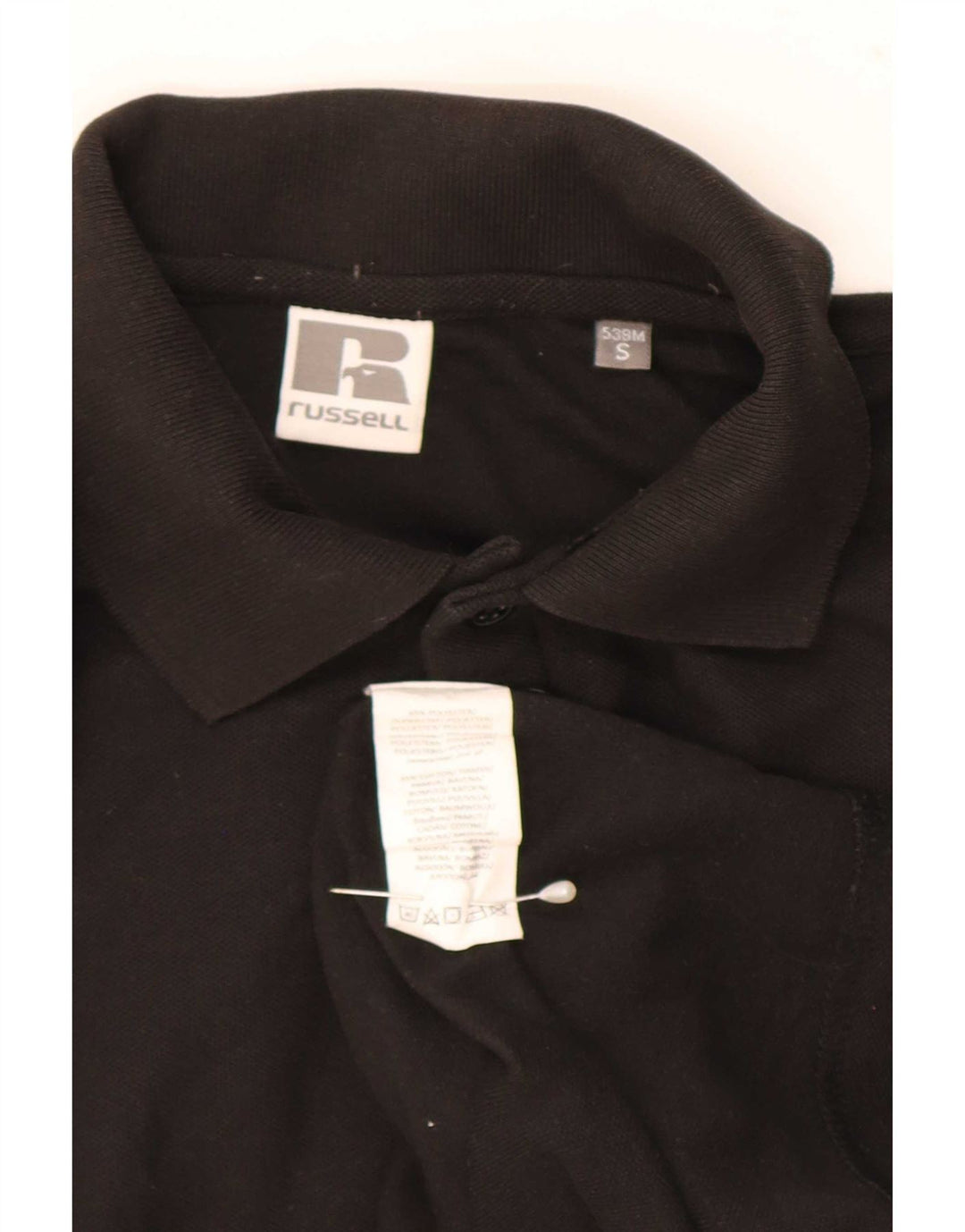 Polo grafica da uomo Russell Athletic piccola in poliestere nero
