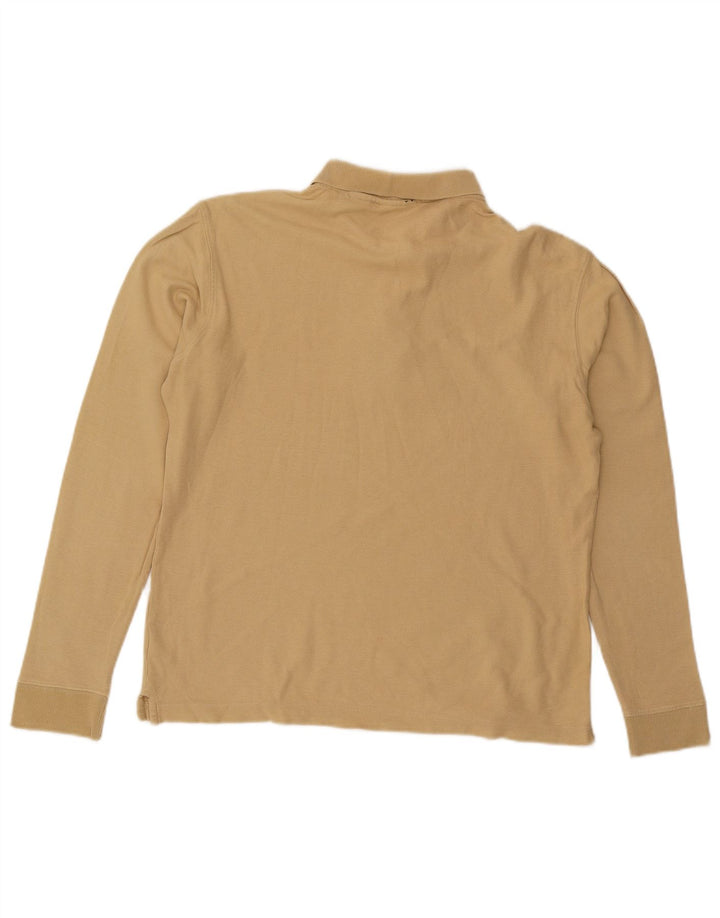 Polo da uomo a maniche lunghe Fila in cotone beige medio