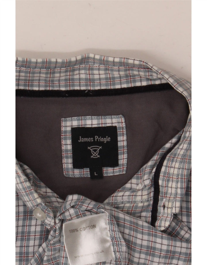 Camicia da uomo in flanella James Pringle, cotone a quadri grigi grandi