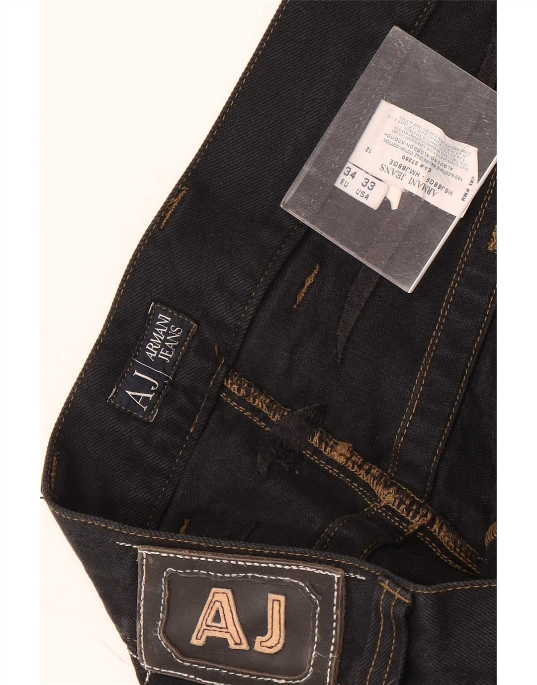 Jeans dritti invecchiati da uomo Armani W34 L34 cotone nero
