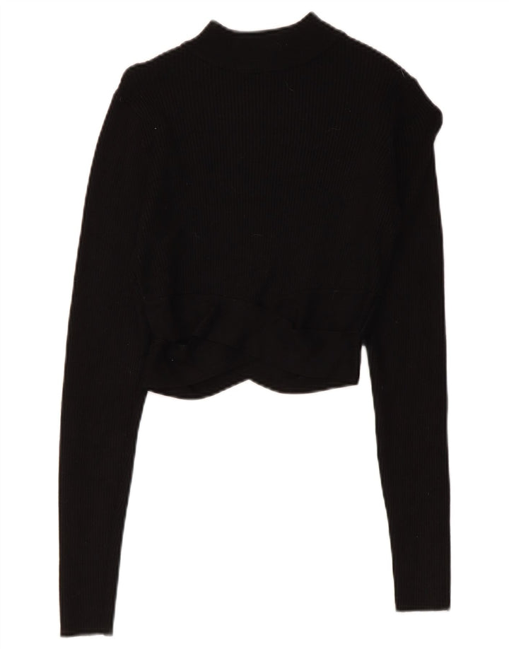 Top corto da donna Zara a maniche lunghe UK 8 piccolo in viscosa nera