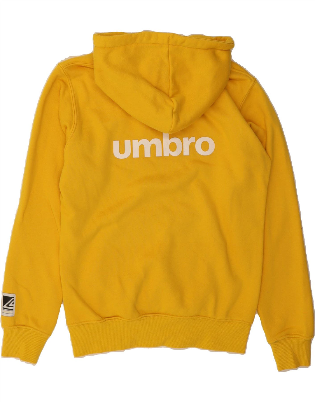 UMBRO Mens Graphic Hoodie Jumper Small Yellow Cotton Vintage Umbro and Second-Hand Umbro from Messina Hembry 