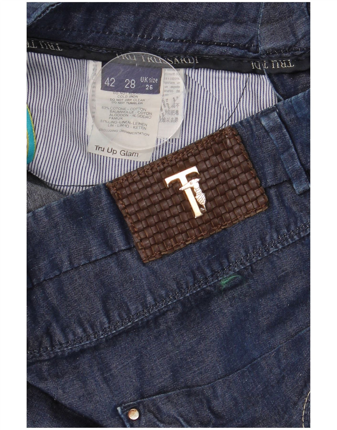 Jeans Cropped Donna TRUSSARDI W26 L24 Blu Navy Cotone