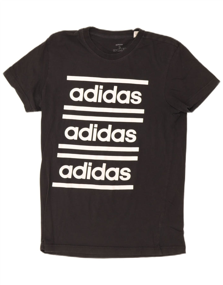 T-shirt grafica da uomo Adidas Top piccola in cotone nero