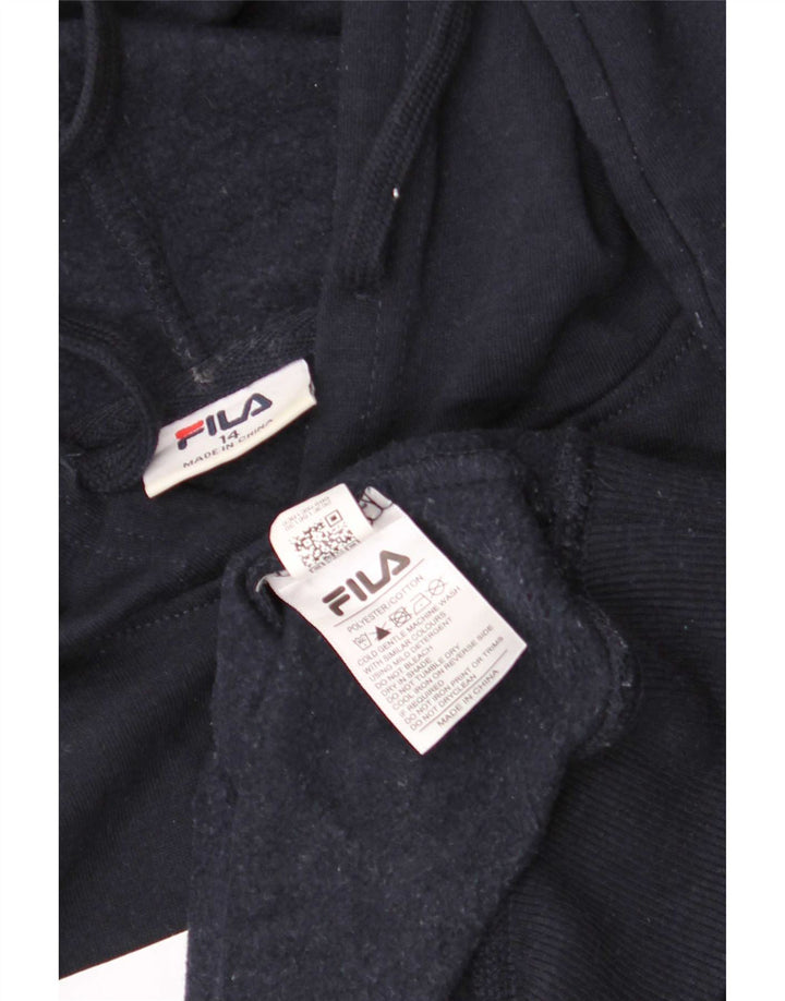 Felpa con cappuccio grafica da bambino Fila 13-14 anni in poliestere blu navy