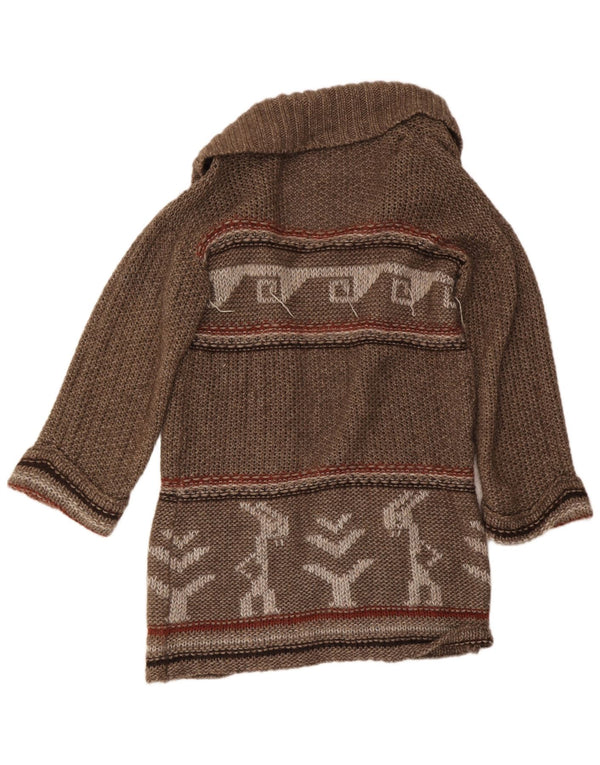 Maglione cardigan lungo da donna Trussardi Jeans UK 14 Marrone medio Azteco