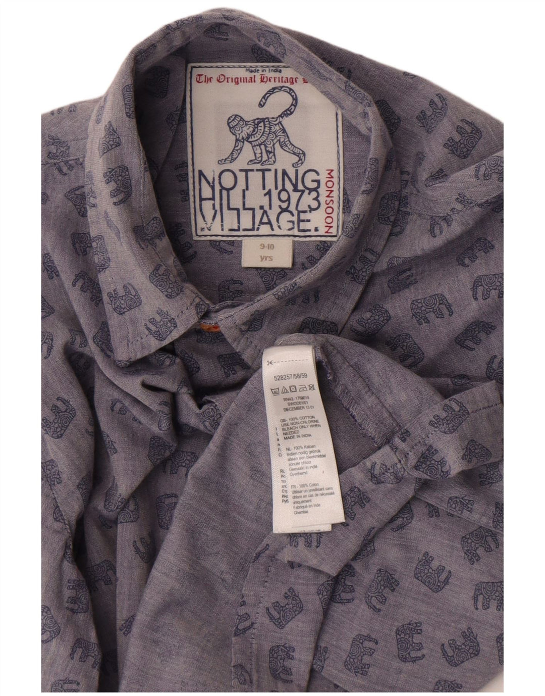 Camicia Monsoon da bambino 9-10 anni in cotone con stampa animalier blu