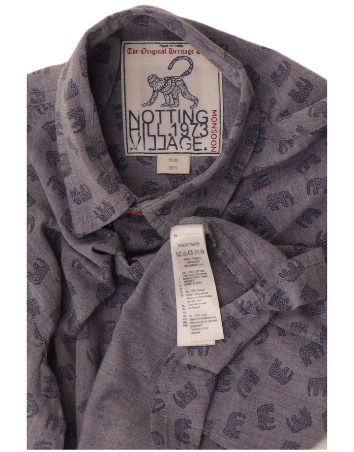Camicia Monsoon da bambino 9-10 anni in cotone con stampa animalier blu