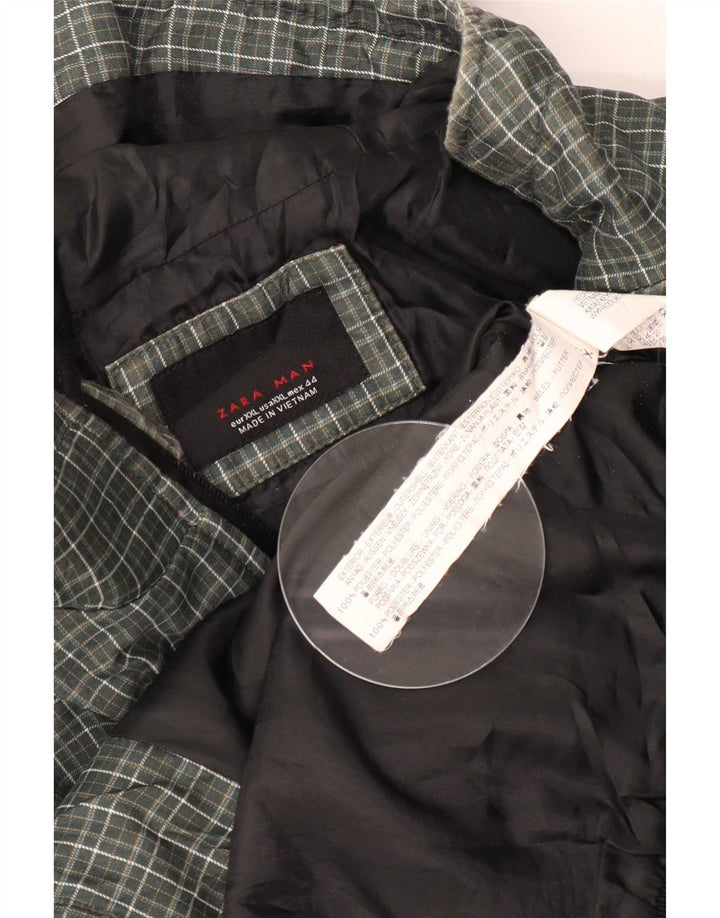 Giubbotto bomber con cappuccio da uomo Zara UK 44 2XL Poliestere a quadri verdi