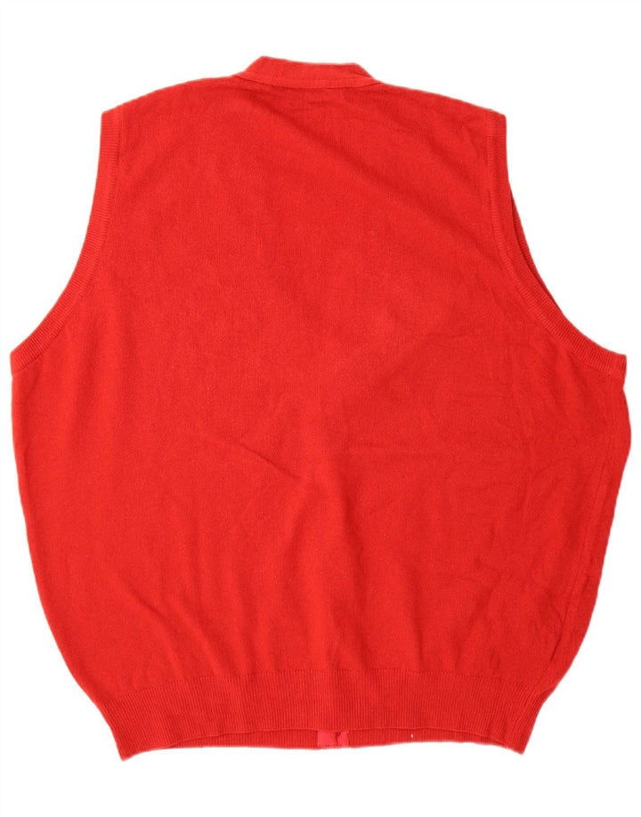 Maglione Cardigan Senza Maniche Da Uomo Benetton Grande In Lana Rossa
