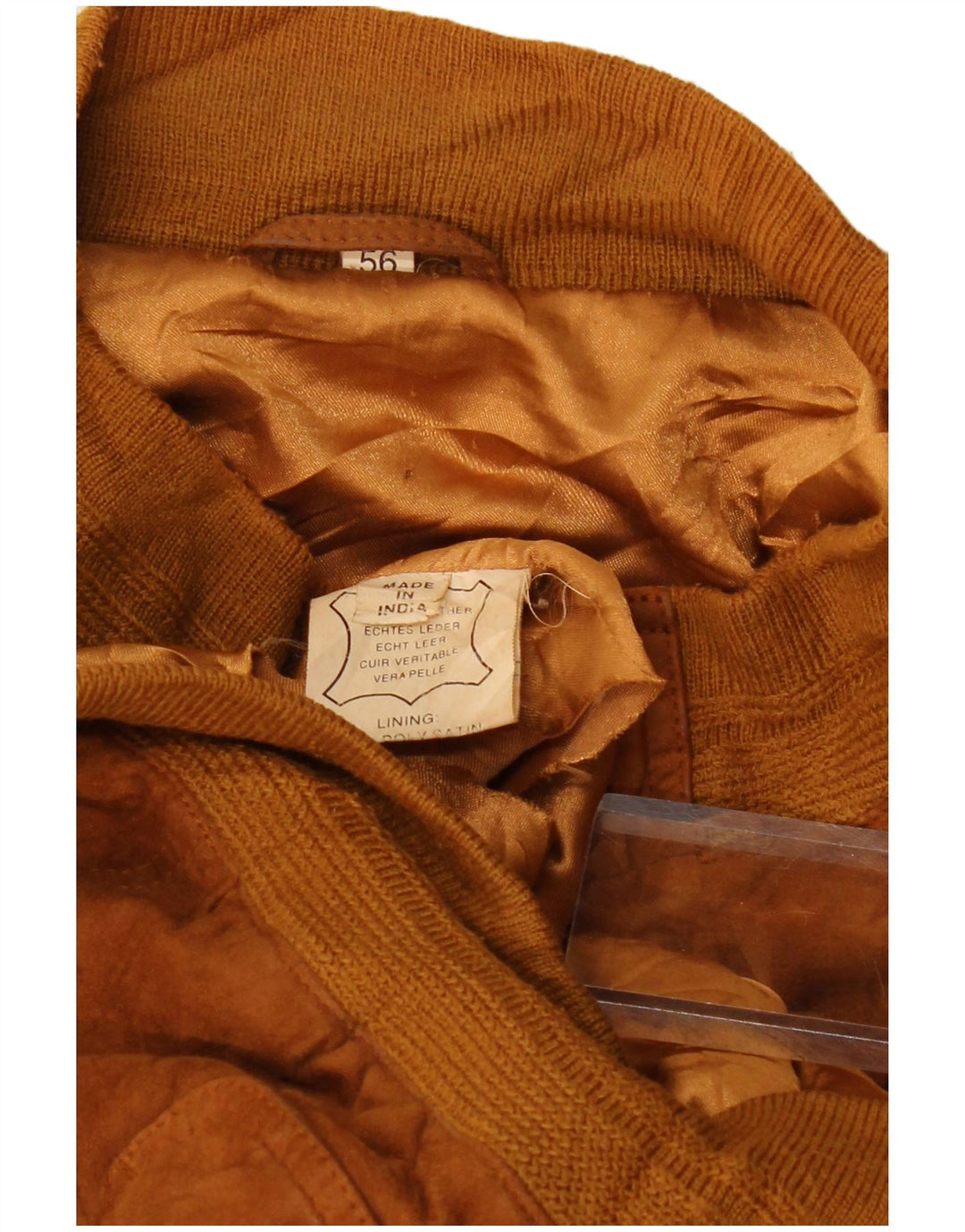 Giubbotto bomber in pelle scamosciata vintage da uomo EU 56 3XL in pelle marrone