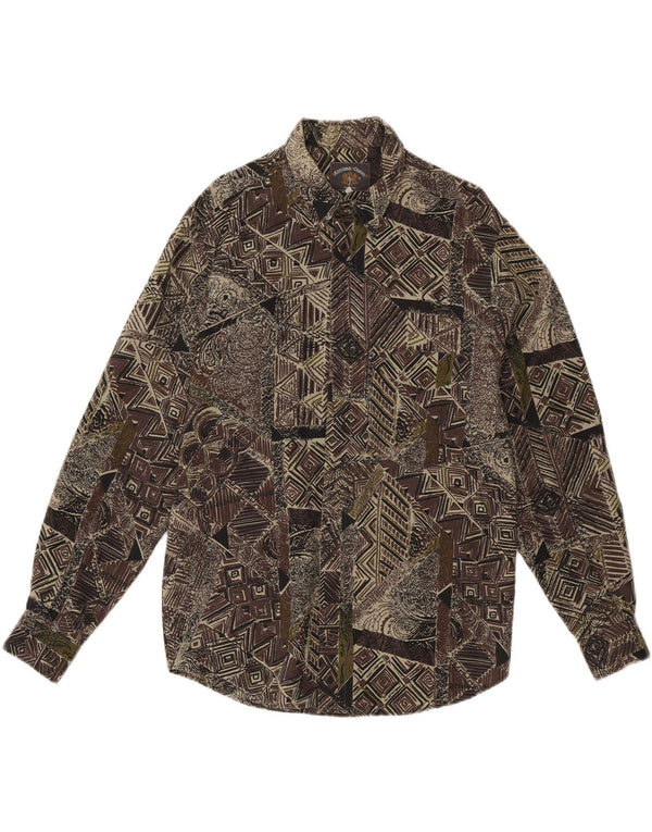 Camicia Azzurra Uomo Fantasia Astratta Large Verde Viscosa