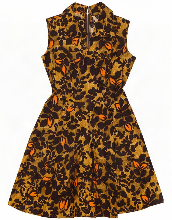 Vintage Womens Sleeveless A-Line Dress UK 14 Medium Multicoloured Floral