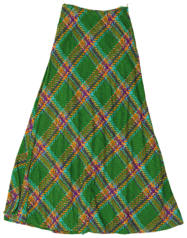 Gonna a trapezio da donna vintage IT 46 grande W26 verde a quadri