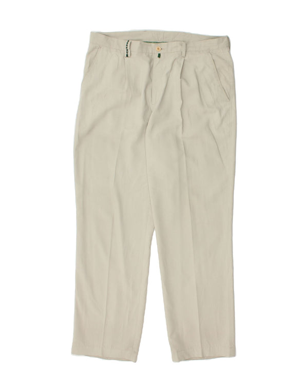CHERVO Mens Slim Chino Trousers XL W38 L31 Beige Polyester