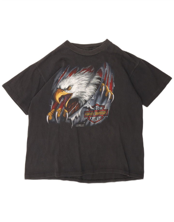 T-shirt grafica da uomo Harley Davidson 1990 Top in cotone grigio medio per motociclisti