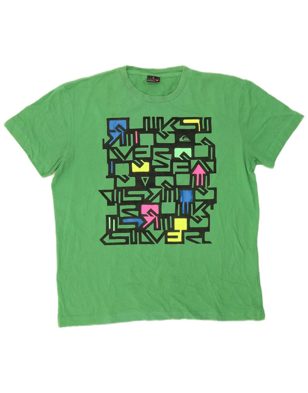 T-shirt grafica da uomo Quiksilver Top grande in cotone verde