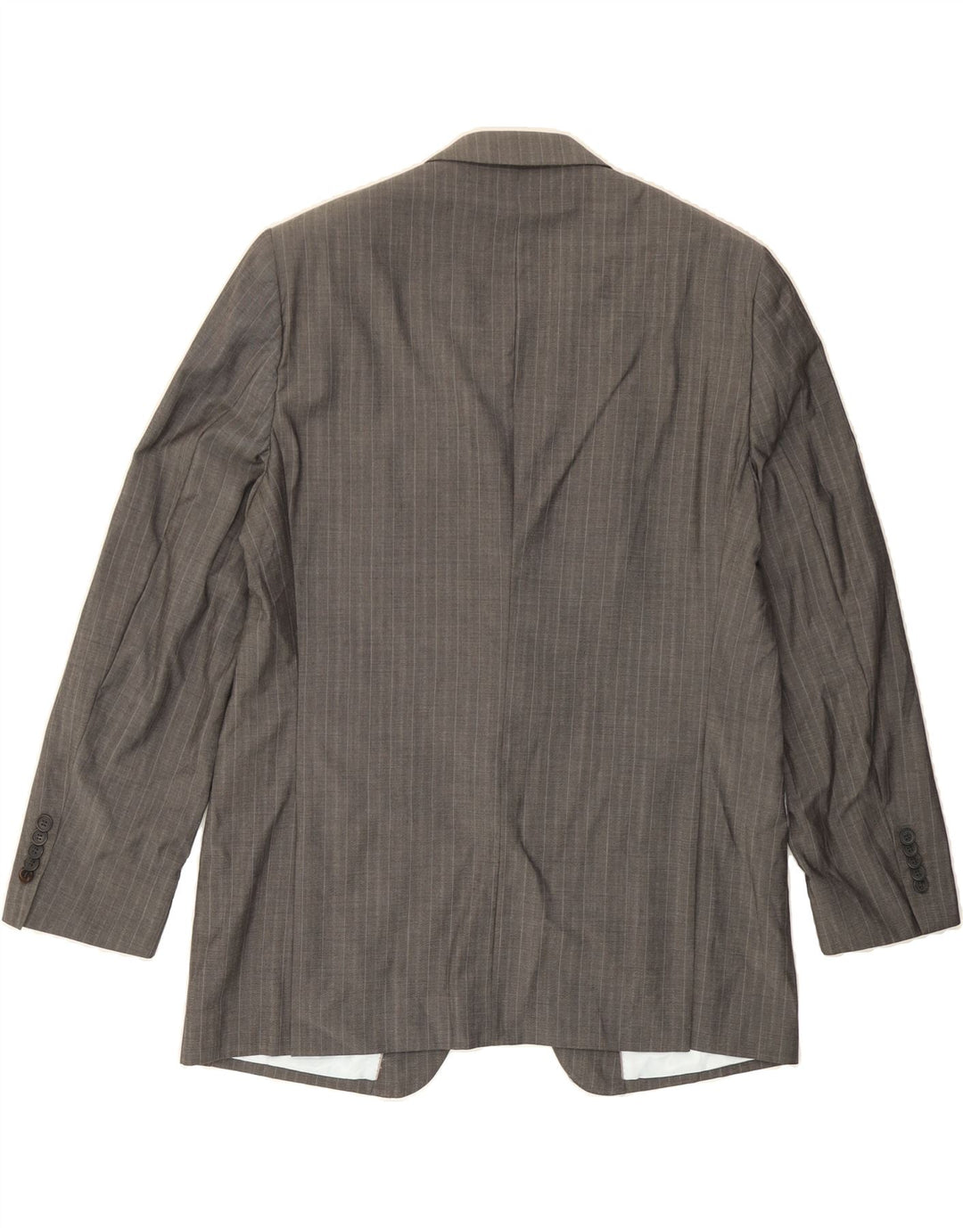 VINTAGE Mens 2 Button Blazer Jacket UK 40 Large Grey Striped Wool Vintage Vintage and Second-Hand Vintage from Messina Hembry 
