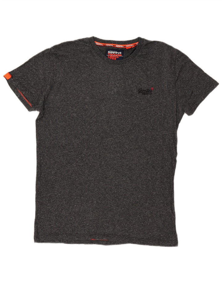 T-shirt da uomo Superdry Top in cotone chiazzato grigio medio