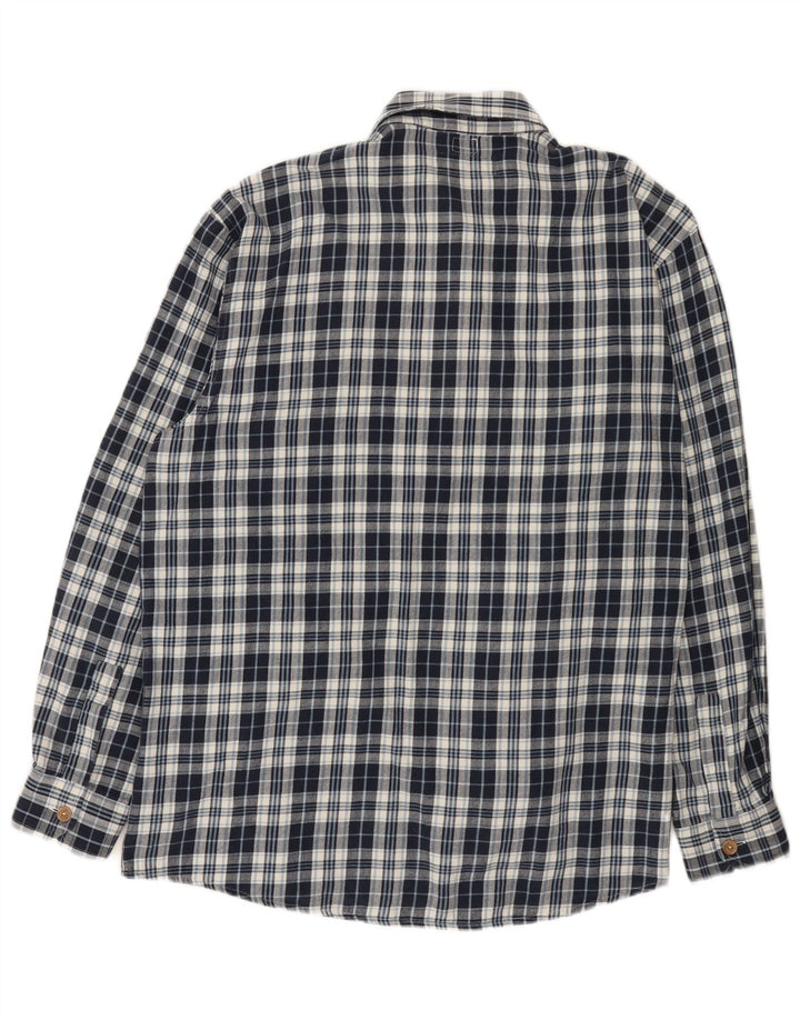 Camicia da uomo in flanella Crown taglia 44 XL in cotone a quadri blu navy