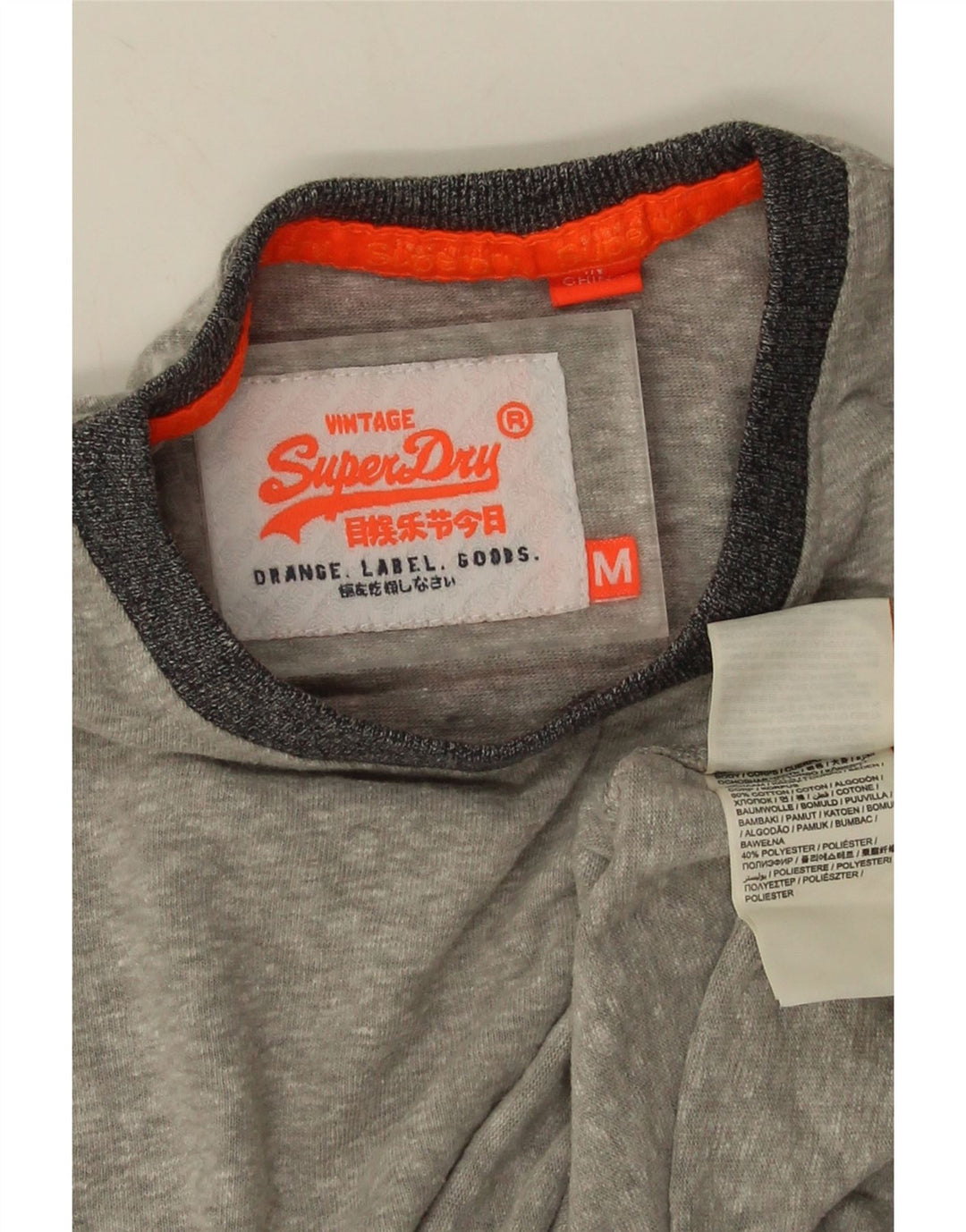T-shirt da uomo Superdry Top in cotone chiazzato grigio medio