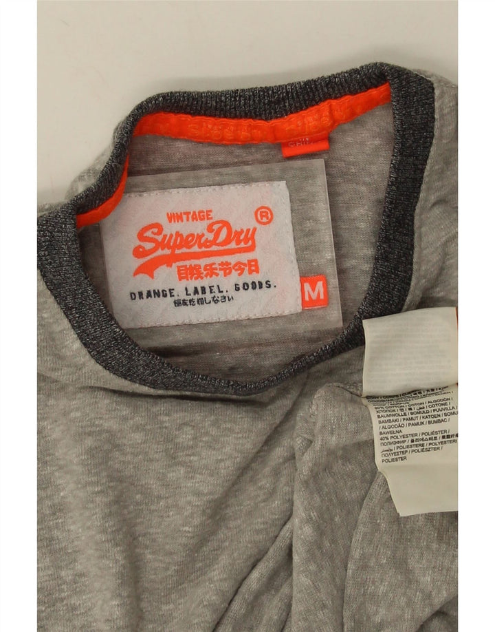 T-shirt da uomo Superdry Top in cotone chiazzato grigio medio