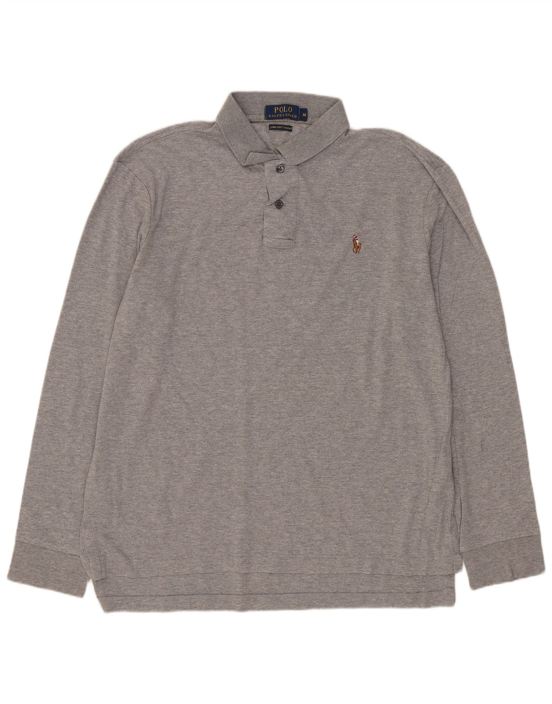Polo Ralph Lauren da uomo a maniche lunghe in cotone grigio medio