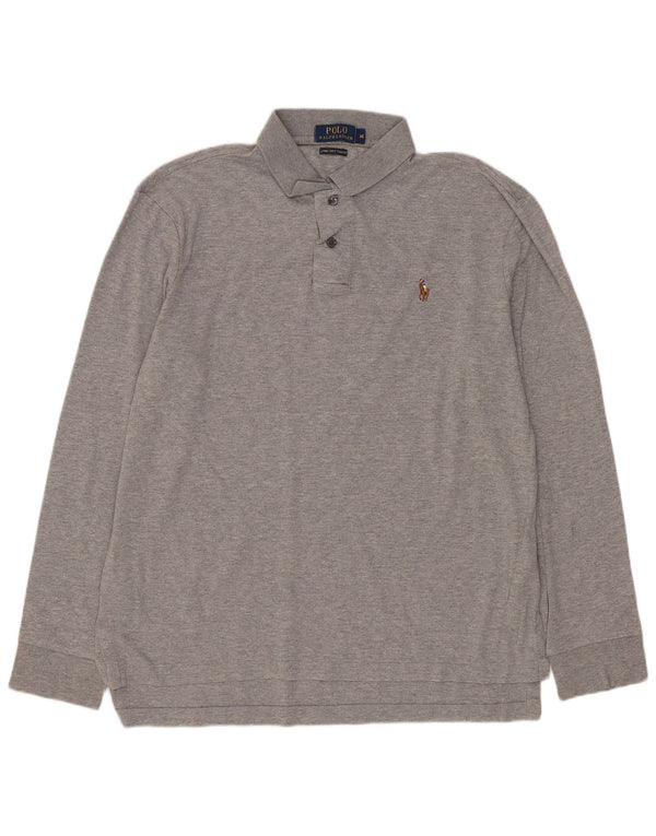 Polo Ralph Lauren da uomo a maniche lunghe in cotone grigio medio