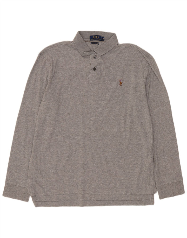 Polo Ralph Lauren da uomo a maniche lunghe in cotone grigio medio